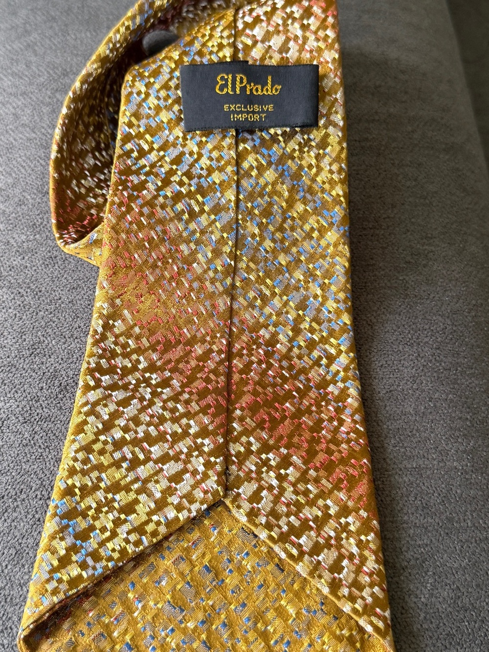 Gold Patterned Men's Tie - Gold Multicolor
